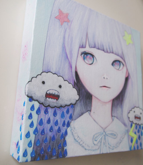 kaoruhasegawaartworks:  「My Little Cloud」 2014 200 mm x 200 mm x 37 mm Acrylic On Canvas Kaoru Hasegawa 
