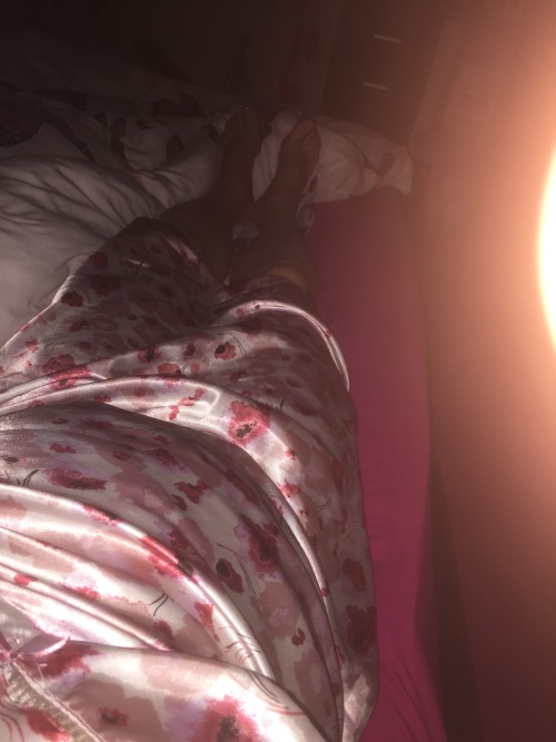 Just chilling tonight in my long pink satin nightie, night all