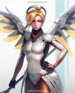 guweiz:  Mercy from Blizzard’s Overwatch! 🚑 Wish i had a beta key lol  #mercy #overwatch #fanart 