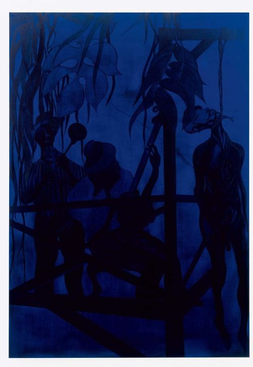 Chris Ofili blue paintings
