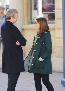 Amywiliams:  Peter &Amp;Amp; Jenna On Set - Doctor Who Series 8 - July 17, 2014 