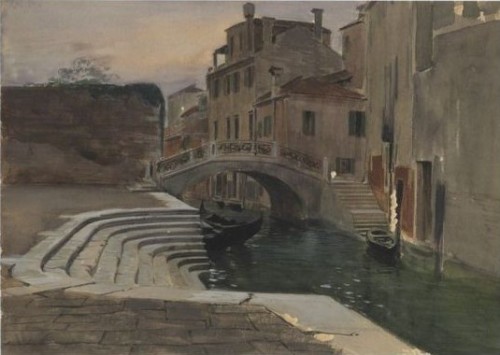 Adolf Hiremy-Hirschl (Hungarian, 1860–1933)Venezia, canale con gondole