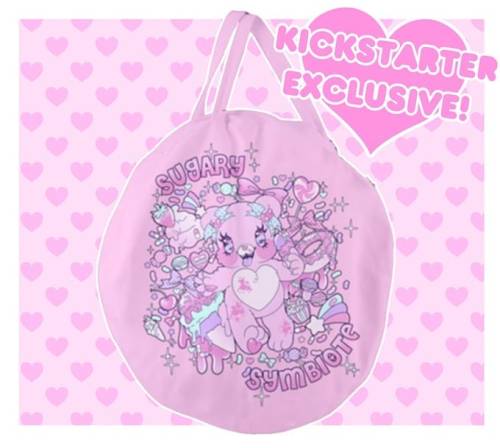 Kickstarter exclusive giant round tote bag featuring the one and only sugar bear Symbi! This bag is 