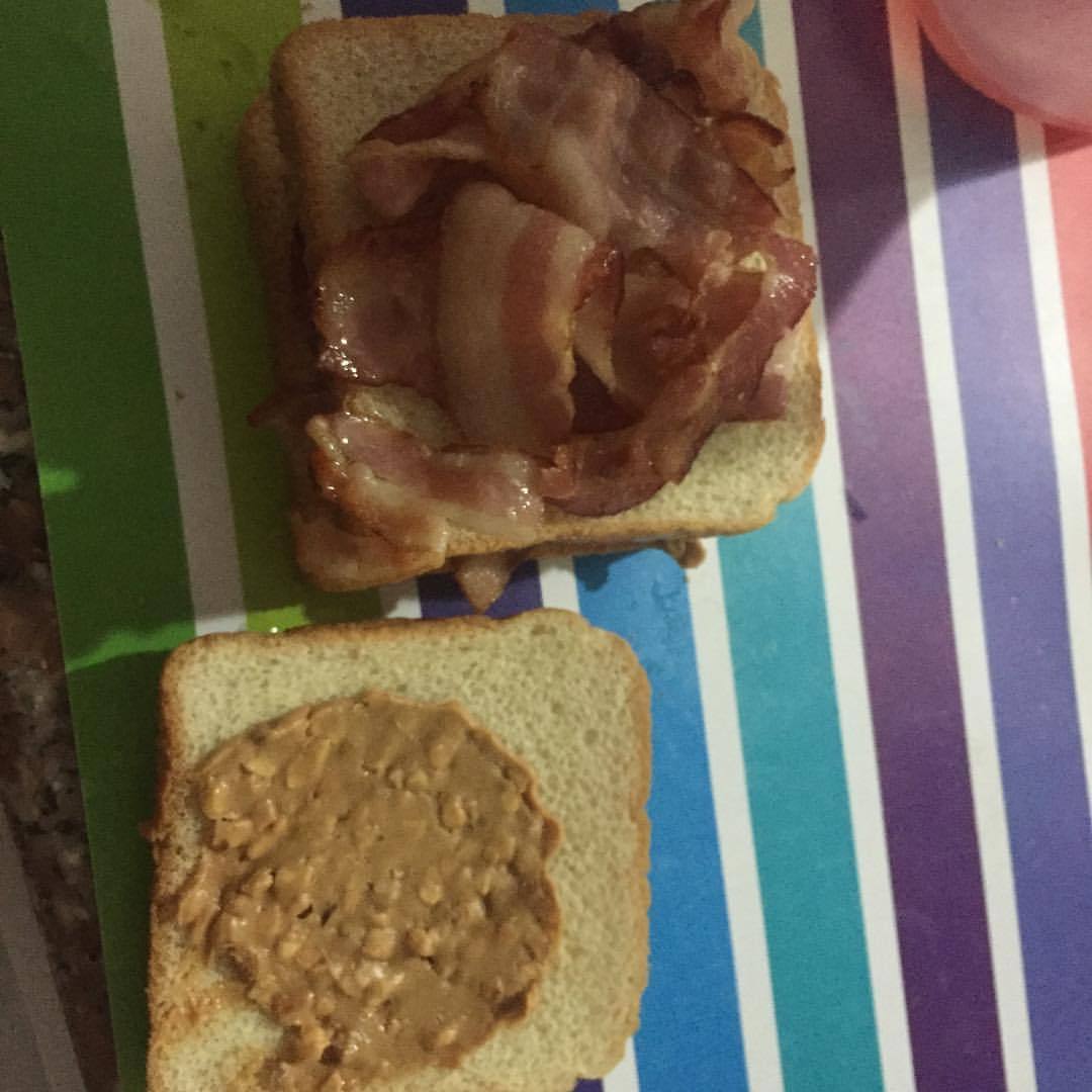 Pb &amp; Bacon sandwich hey there is a first time for everything!!!!   #bacon
