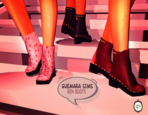 guemarasims:Sims 4 Ren boots.Base game, 40 colors, (plain and pattern), enjoy!Download (Patreon, ear