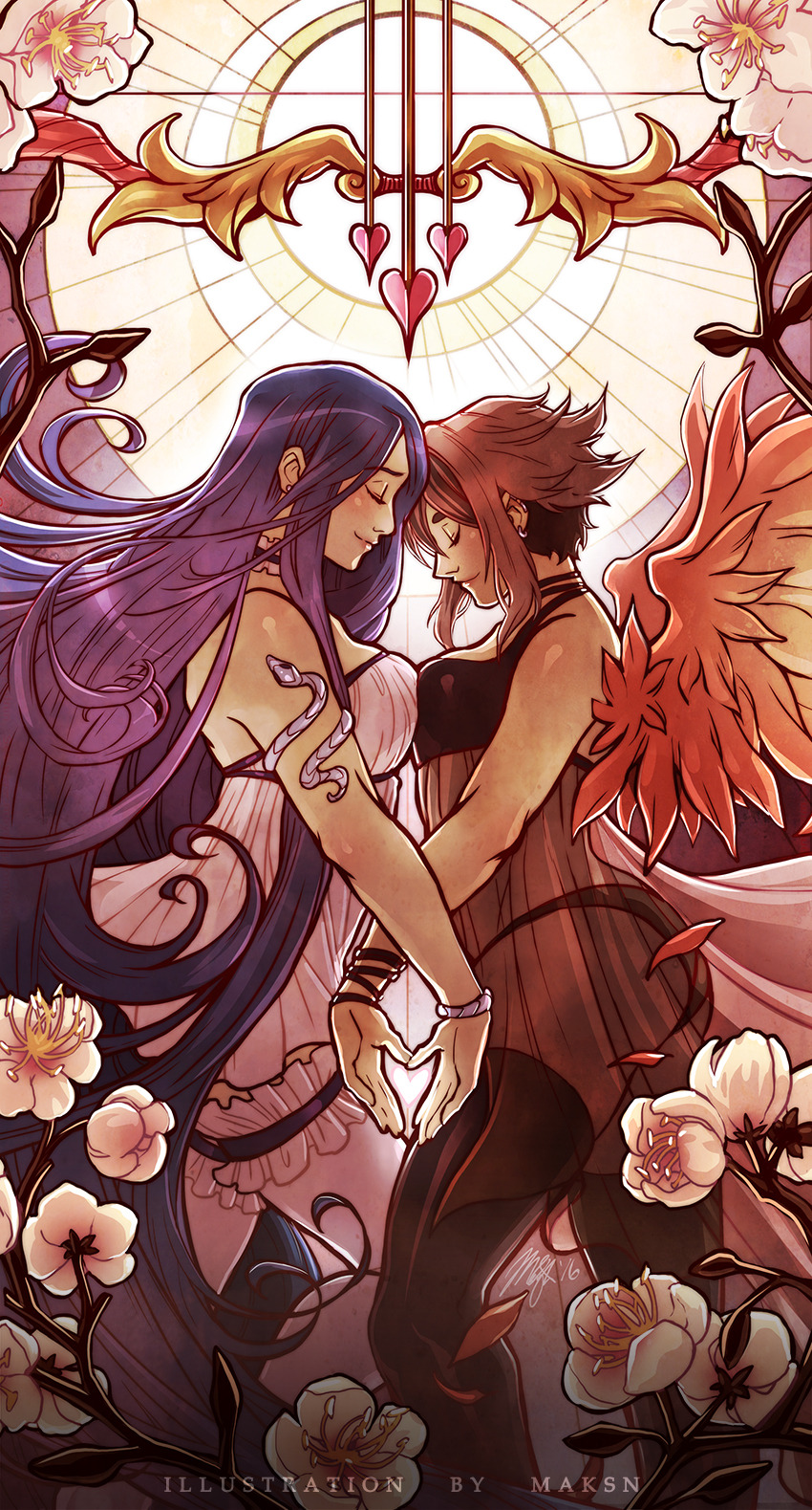razygurr: A tarot illustration of The Lovers, featuring my 2 lovely characters from