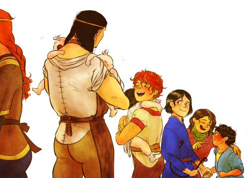 askfeanor:  croclock:  EDIT: oh its supposed to be: nerdanel, feanor with ambarussa, maedhros with c