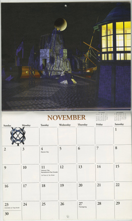 twitch-eaglehart:  The 1996 and 1997 Myst calendars each had very large and very beautiful renders from Myst for each month, plus a preview of Riven in December.The 1996 calendar’s Myst renders were all taken from angles that weren’t in the game,