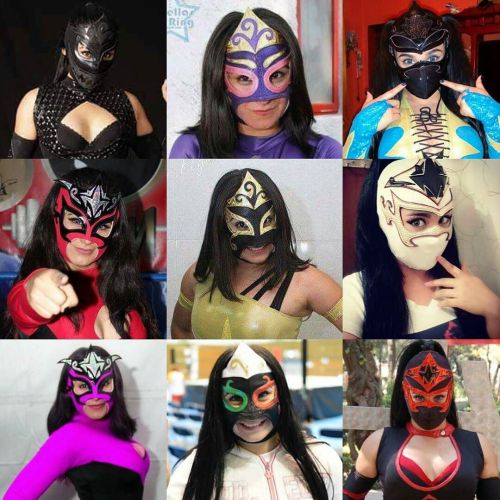 Mystique Luchadora Collage Con Varias De Sus Diferentes Máscaras#MystiqueLuchadora #LuchaLibre #Wres