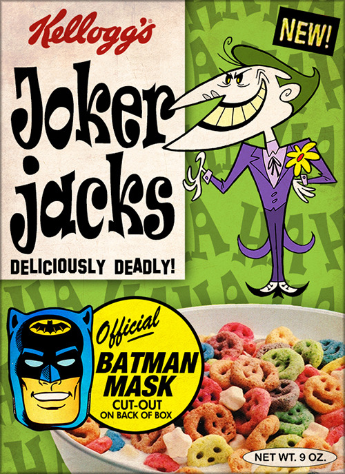 longlivethebat-universe:  Batman cereals….wish these were real  artwork by Phil Postma