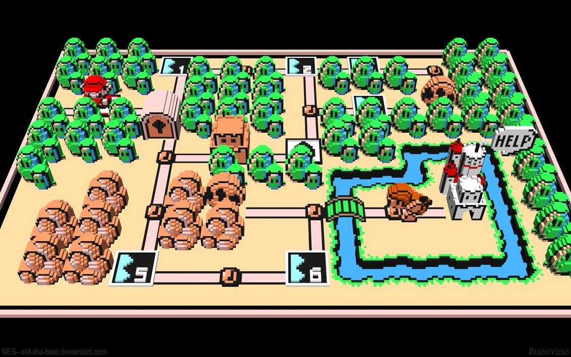 iechofour1:  Mario Overworld Maps Brought Back To Life Using Voxel Art By Flex McCool