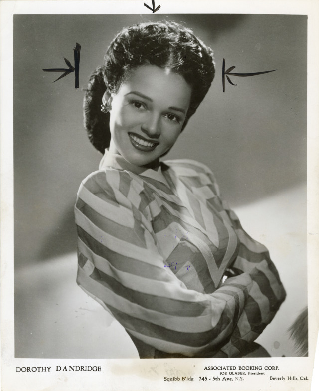 Portrait of actress Dorothy Dandridge. Printed on front: 