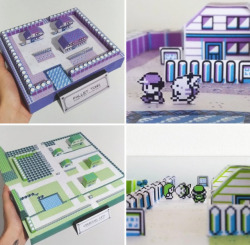 retrogamingblog:  Papercraft Pokemon Cities made by André   Pinhokits available here