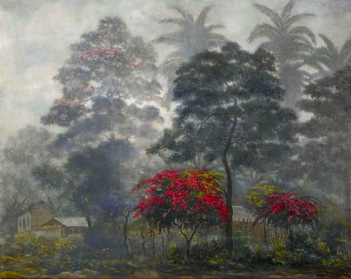 huariqueje:  Buganvilia and Acobos  -   Gonzalo Ariza , 1965.Colombian, 1912-1995Oil on canvas,  110 x 80 cm  