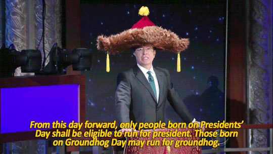 illirya-ooc:  sandandglass:  Stephen Colbert issues proclamations wearing his big,