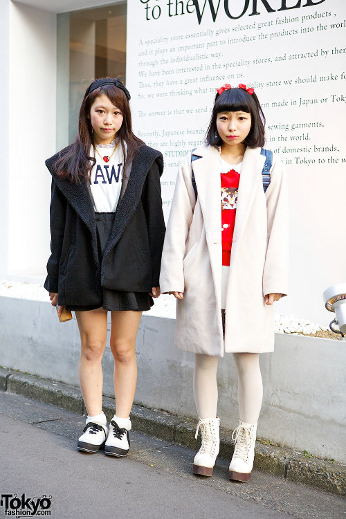 Harajuku students Marin (14) and Airi (15) wearing fashion from the Japanese brands WEGO, Spinns, AN