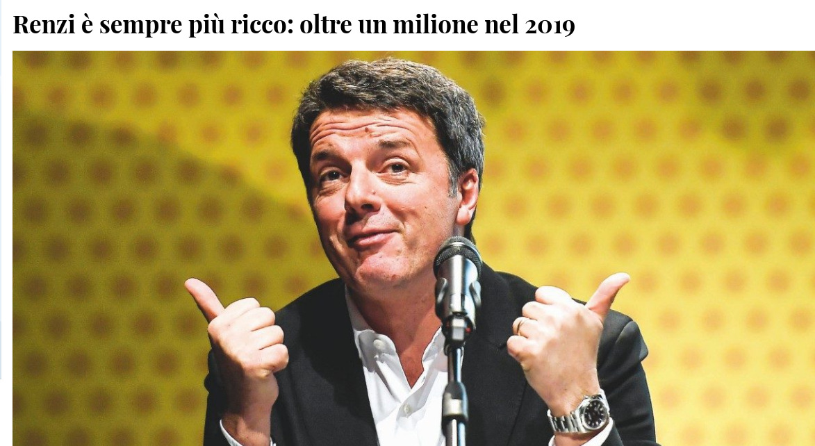 di Marco Lillo
Poche ore prima del suo discorso contro Giuseppe Conte gli uffici del Senato hanno pubblicato la dichiarazione dei redditi di Matteo Renzi.
Il senatore ieri ha citato i dati sul Pil in calo ma il suo personale prodotto interno del 2019...