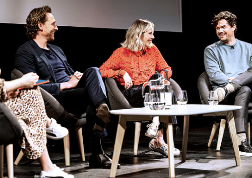 lokitvsource: Tom Hiddleston, Sophia Di Martino, and Michael Waldron,  Royal Television Society