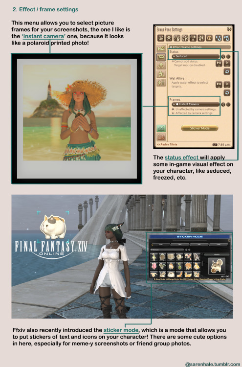 sarenhale: Welcome to Aydee’s screenshot guide for FFXIV! This is a list of things I learned by myse