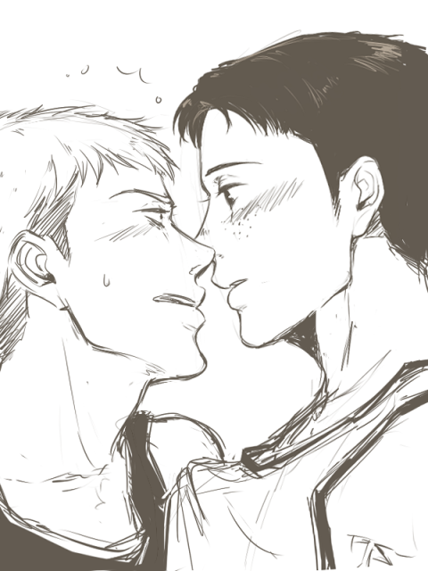 miyajimamizy:  I was gonna do a no plot Basketball!Au fluff. But then again, this is much better. Bascially they’re in a school gym, frickly frackling after this kiss. So yis ~ 