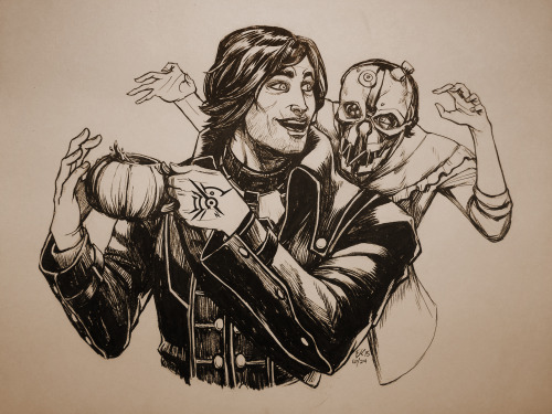 “ Emily: Give me your pumpkin spice coffee!
Corvo: Hey, get your own!
”
I think I’m a little late to the party, but wanted to have some fun with Dishonored Halloween. :) Even the most skilled body guard needs his seasonal coffee to keep his wits...