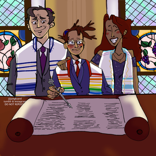 jungkyard:it’s canon that peter parker is Jewish so i decided to draw his bar mitzvah! complete with