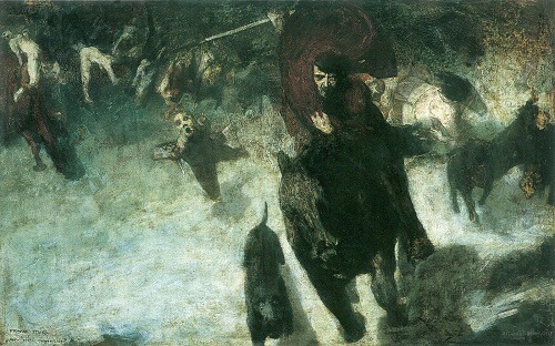 gabriel-romero81:  The Wild Hunt by Johann Wilhelm Cordes.Peter Nicolai Arbo, The Wild Hunt.Franz von Stuck, The Wild Hunt.The Wild Hunt (detail) by Franz von Stuck.M.C. Goodwin - Huntress (After Gustave Courbet).