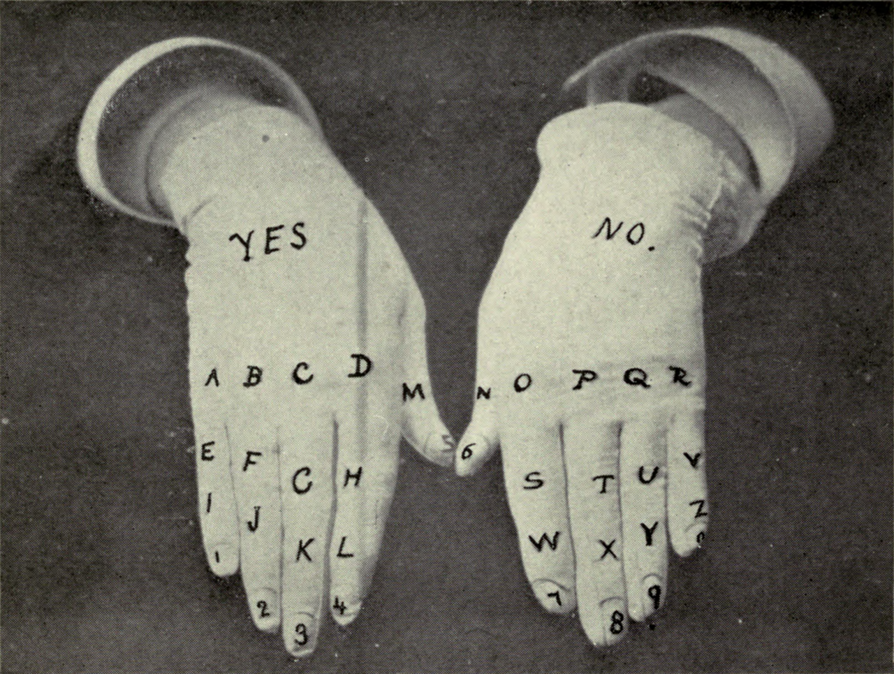nemfrog:  Gloves worn by sightless deaf people that allow them to communicate. Talking