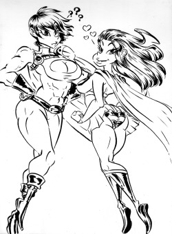 Day 27 Of Inktober! Decided To Draw Super Girl And Power Girl. Hope You Guys Liked