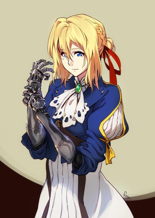 I drew Violet Evergarden last week, picked from the Waifu...