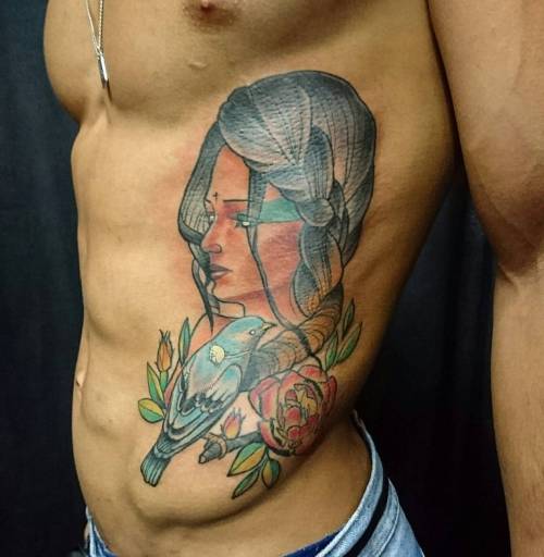 Mulher e pássaro finalizados Aguentou muito irmão!  Obrigado  #tattoo #neotradicionalt