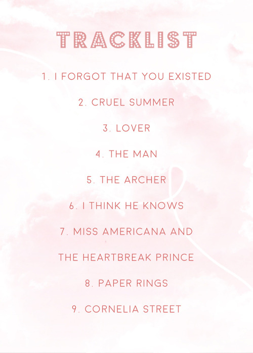 starksgallifrey:  Lover Tracklist Cause Lover drops next week! (inspo)