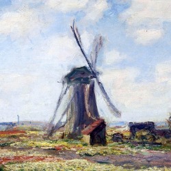 lonequixote:  Fields of Tulip With The Rijnsburg Windmill (detail) by Claude Monet (via lonequixote) 