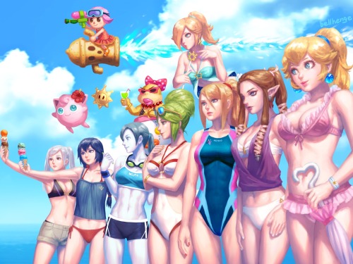 bellhenge:  SSB4 Shines [Super Smash Bros. for Nintendo 3DS / WiiU]    —>composition (from SSBM)  —>normal ver.     ===>speedpaint —>Deviant Art (full size)   smash babes~ <3