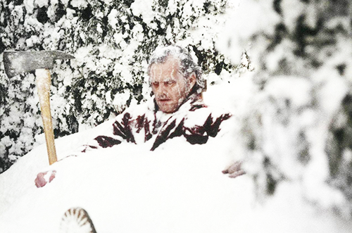  Jack Nicholson on set for his final scene in Stanley Kubrick’s The Shining. 