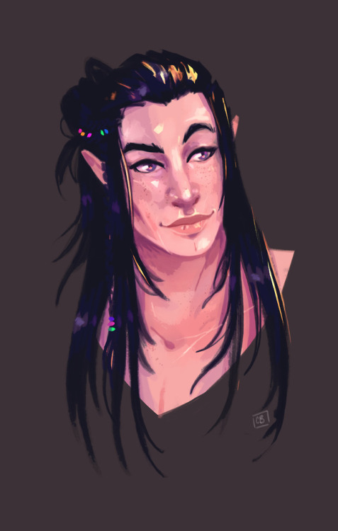 sketchingsparrow:Vax'ildan ✨[image description: an illustrated portrait of Vax from the neck up. He’