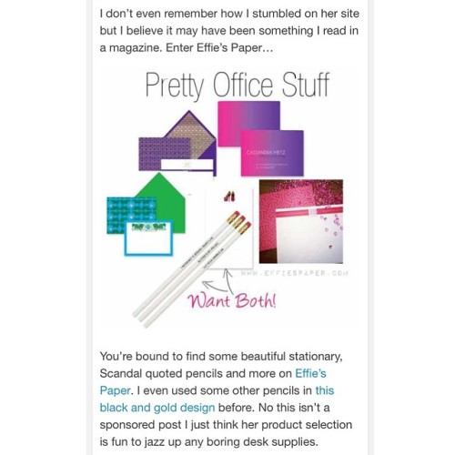 Love this great #blog post that @DesignGoddess did on us! Thanks for sharing the #love and spreading the word about #effiespaper! #officesupplies #scandal #pencils #stationery #stationary #penpal #notebooks #preppy #trendy #fun #color