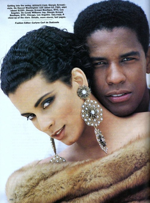 mariah-do-not-care-y:Denzel Washington and Cynda Williams by Patrick Demarchelier for Vogue US&