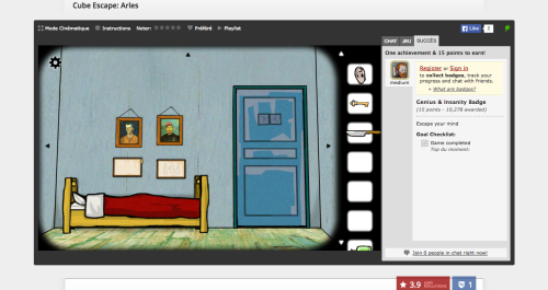 RustyLake, Cube Escape: Arles, 2015 (feat. Vincent van Gogh). Available on Kongregate. 