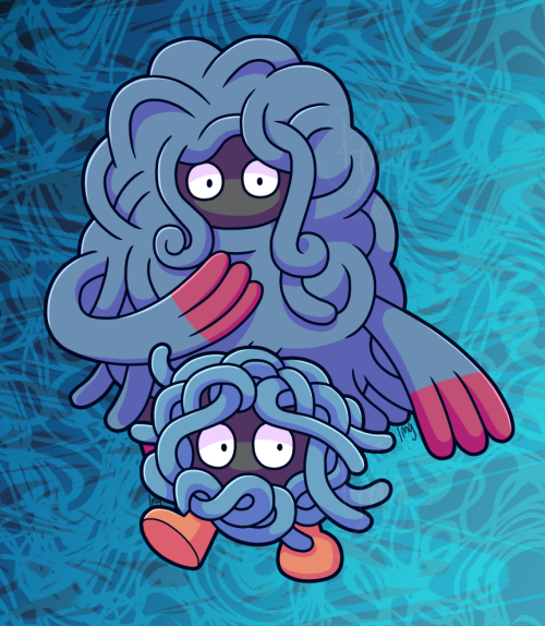 Tangela and Tangrowth for @redpandasintutus210! Spaghetti with boots! :O