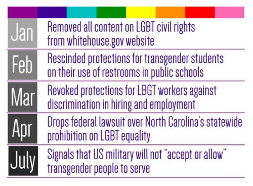 gehayi:The Trump Administration’s treatment of LGBTQ rights in the first seven months of 2017.