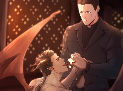 gravesecret:  I agree 100% <3Wanted to post it in October for Halloween but in the end I wanted to work on it some more. Can’t get enough of priest!Archer and demon!Kimblee.