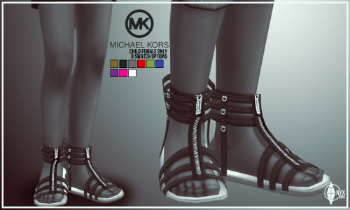 New shoes for your little girls - Michael Kors’ Demi Codies style. There are 9 swatches, all lods replaced. It should work fine with sims of all weights. So, enjoy