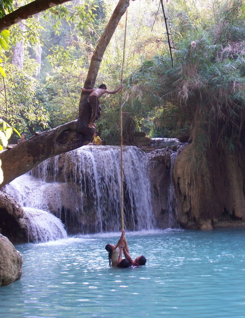 Paradise playground, Kuang Si Falls, Laos (by WPM).
