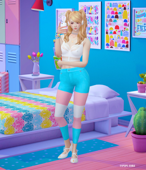 dominationkid:pipisims4:Headphones : @dominationkidHair / Top  / Bottom / Phone / Necklace Pose @flo