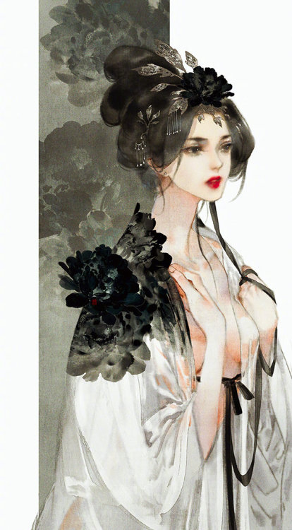 美人画 (3/?)Paintings of beauties in traditional Chinese hanfu, Part 3 (Part 1/2/4) by Chinese artist 伊