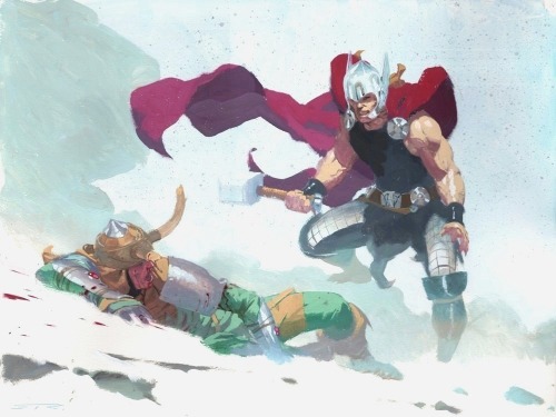 philosopherking1887: siege-loki-problems: Thor vs. Loki by Esad Ribic @fuckyeahrichardiii the blood 