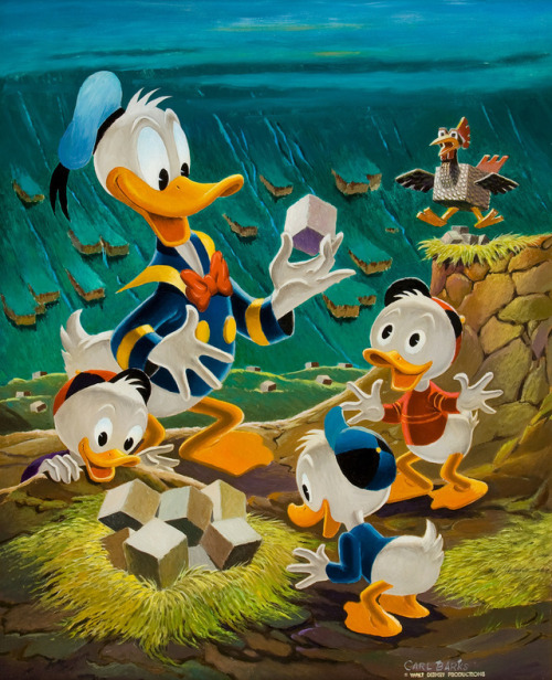 Eight-Cornered Eggs (1973), by Carl Barks. Based on (the cover of) his 1949 story, Lost in the Andes