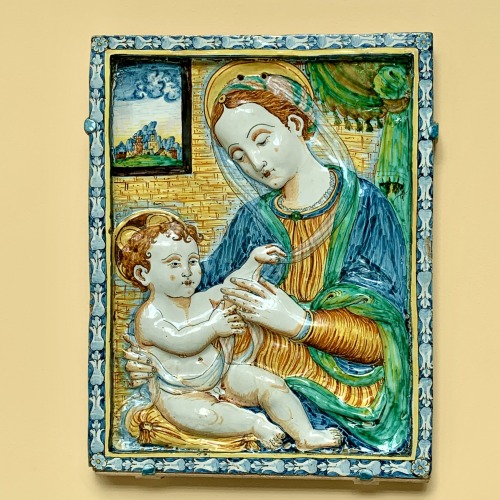 Della Robbia, Virgin Adoring the Christ Child,” Italian late 15th or early 16th century, Walters Art