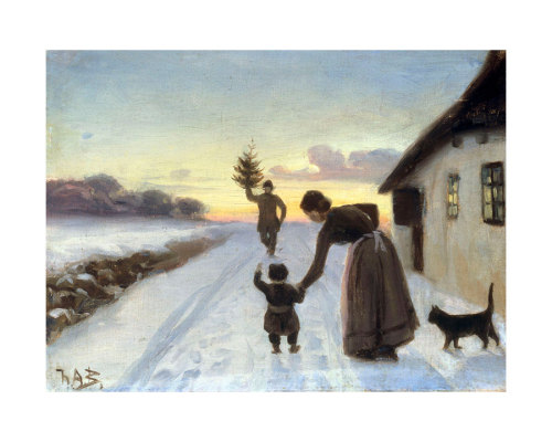 H. A. Brendekilde (1857-1942) - The Arrival of the Christmas Tree.